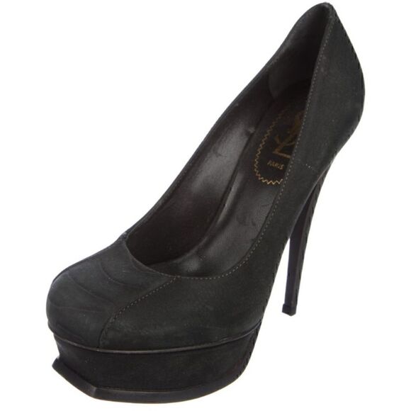 37 YVES SAINT LAURENT Black tribute platform pumps - Picture 1 of 7